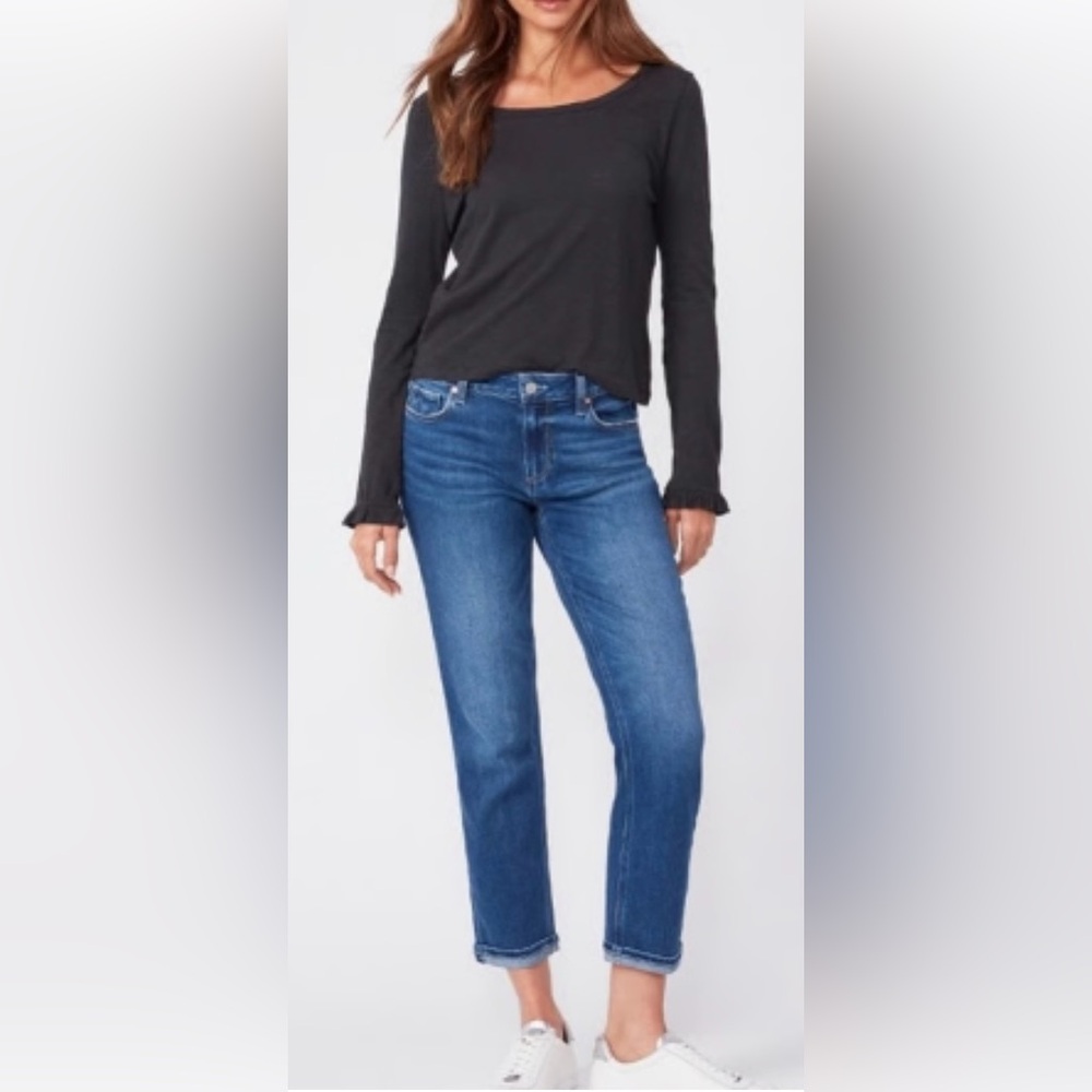 Paige Jeans Womens Brigitte Straight Leg Raw Hem High Waist Size 24